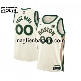 Maglia NBA Boston Celtics Personalizzate 2023-2024 Nike City Edition Bianco Swingman - Bambino